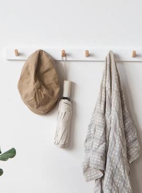 白色壁挂衣钩木质排钩进门钥匙挂钩墙壁门口一排长条玄关挂衣架