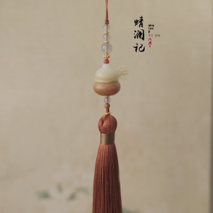醍醐。原创设计925银镀金菩提根扇坠笛坠箫坠配件旗袍流苏压襟