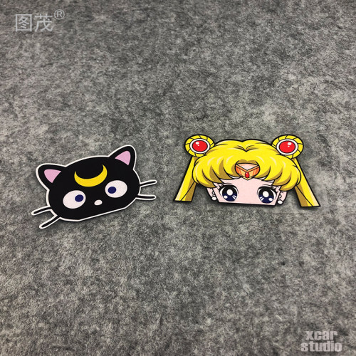 偷窥月光美少女可爱汽车贴纸