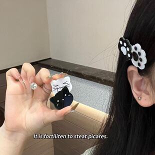 可爱卡通猫咪发夹女黑白造型发饰头饰个性百搭饰品甜美清新装饰性