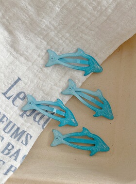 夏天小清新小海豚可爱发夹滴胶刘海夹边饰品日韩发卡发夹蓝色侧边