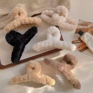 毛绒抓夹高级感大号冬发夹女生后脑勺沙夹发量多发卡夹子头饰发抓