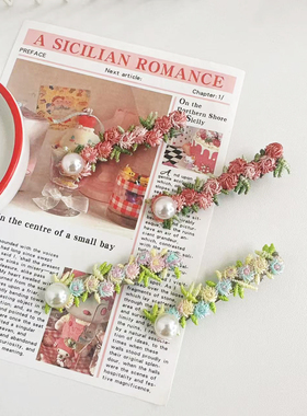 韩国新款超仙氛围感粉黄色花朵发夹甜美发饰2025新款甜美头饰百搭