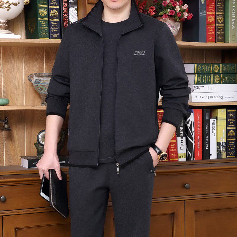 官方迈耐克斯爸爸秋装套装三件套中老年男衣服运动套装中年休闲服