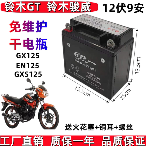 适用铃木GT铃木骏 GSX125   GX125 锐爽EN150摩托车免干电池电瓶