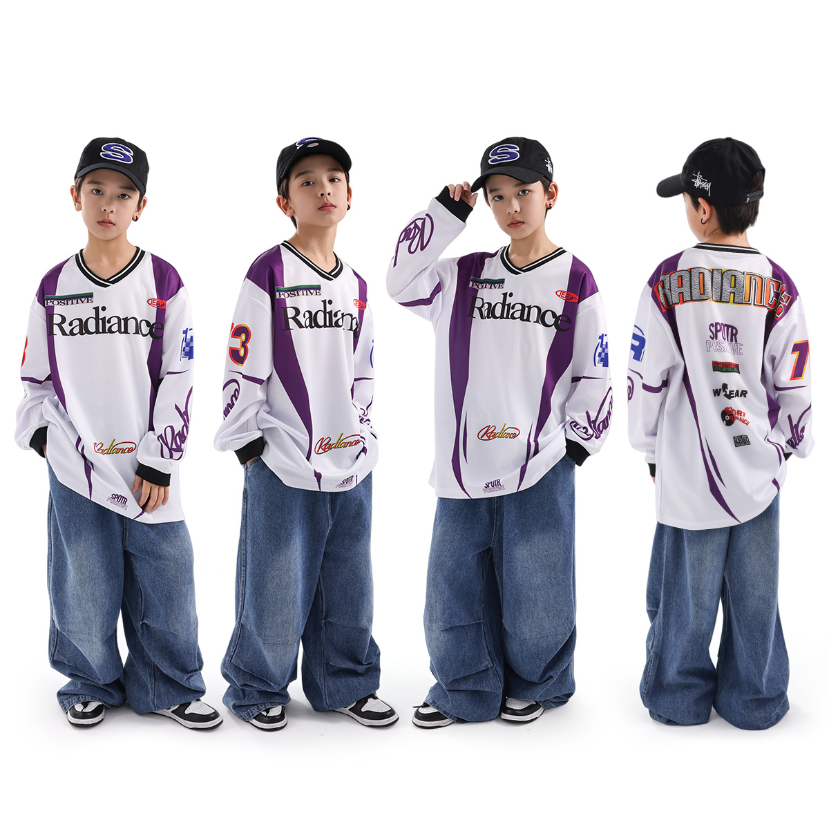 儿童街舞潮服套装男童宽松美式长袖少儿hiphop童装嘻哈街舞演出服