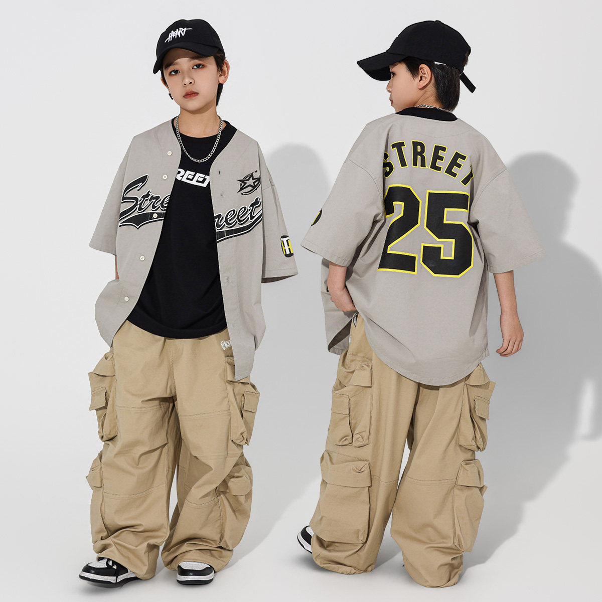 少儿hiphop街舞童装演出服嘻哈酷帅短袖裤子男童街舞潮服套装儿童