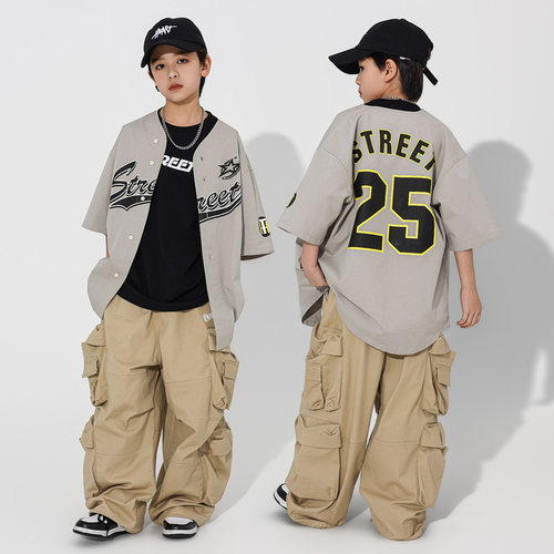 少儿hiphop街舞童装演出服嘻哈酷帅短袖裤子男童街舞潮服套装儿童