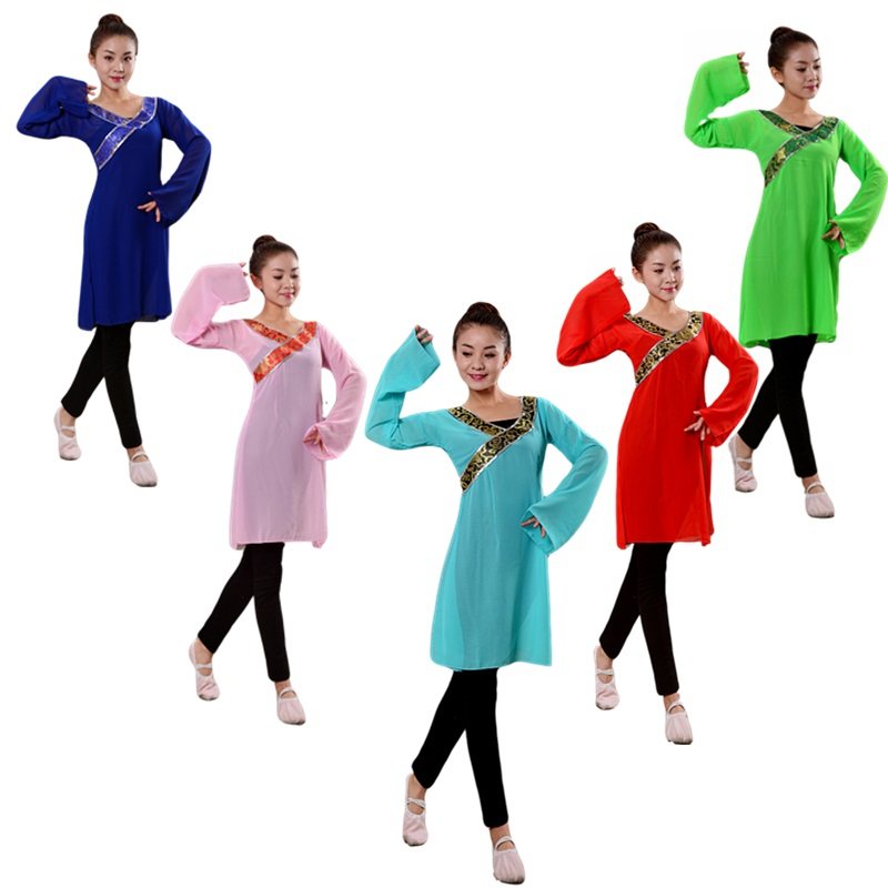 雪纺汉唐古典舞蹈演出服民族舞蹈练习服古韵舞基训服装课堂练功服
