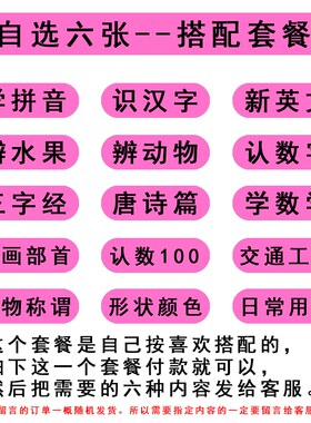 儿童识字挂图全套墙贴宝宝认知学龄前贴画早教生母韵母整体字母表