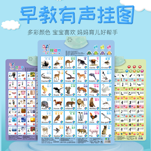 宝宝有声早教挂图幼儿童启蒙认知发声墙贴认字看图识字卡玩具挂画