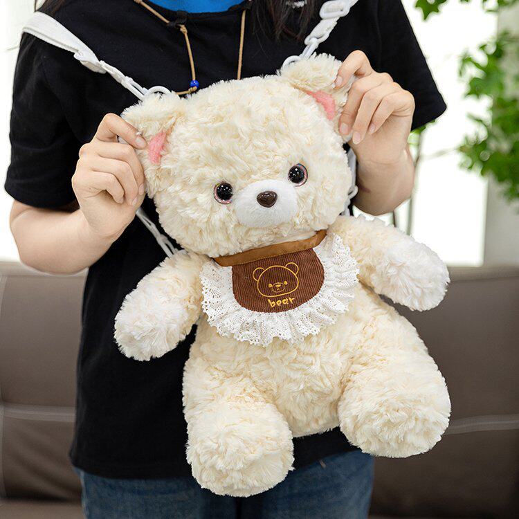 2025新款奶茶小熊双肩包女孩个性公仔毛绒玩偶包可爱少女卡通背包