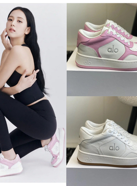 ALO小白鞋拼色金智秀Jisoo同款跑步鞋厚底内增高情侣休闲鞋粉白色