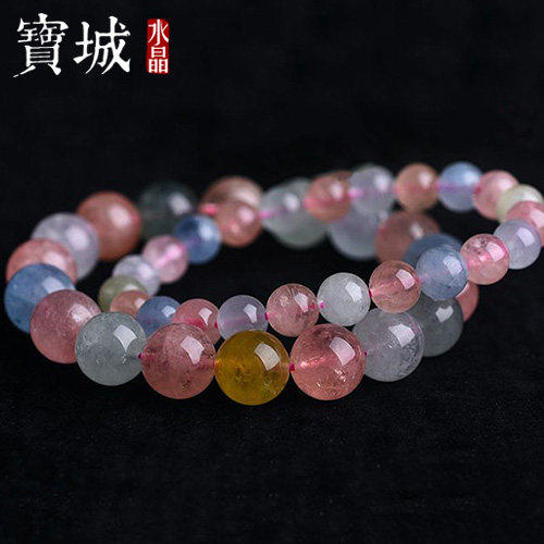 糖果色水晶单圈时尚风天然摩根石