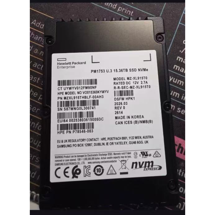 三星PM1753 服务器硬盘 15.36T U.3 ssd固态企业级 P78546-003图片