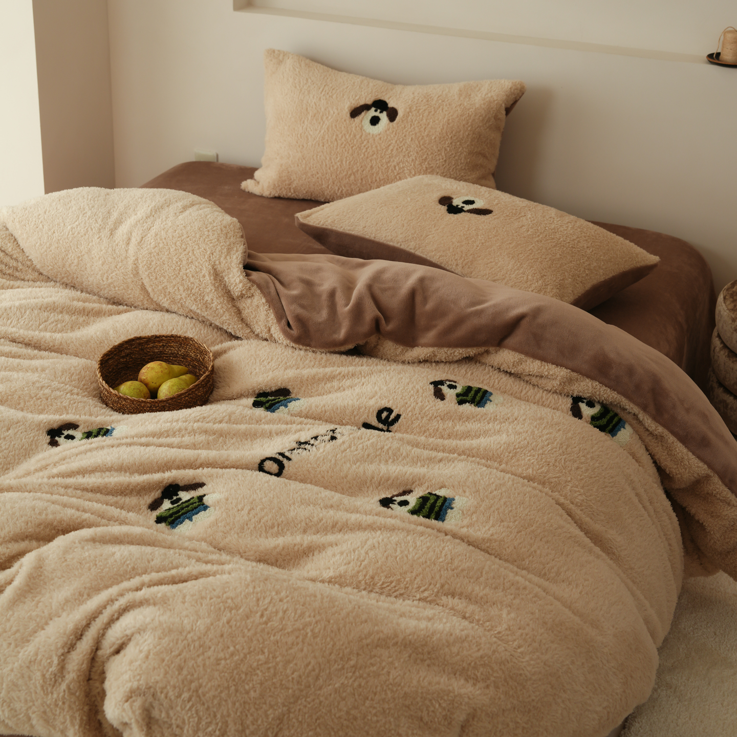 蚂蚁绒卡通毛巾绣四件套