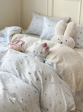 晚安猫贝壳猫猫宿舍纯棉四件套全棉小清新三件套卡通床单床品