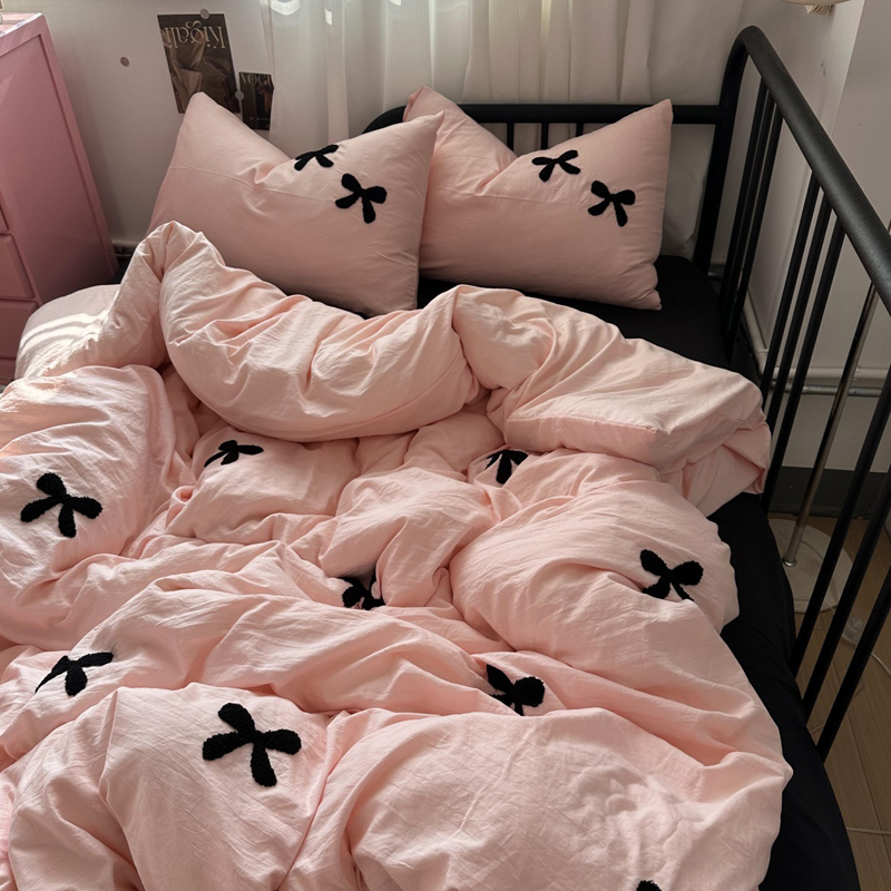 ins小清新毛巾绣水洗棉四件套