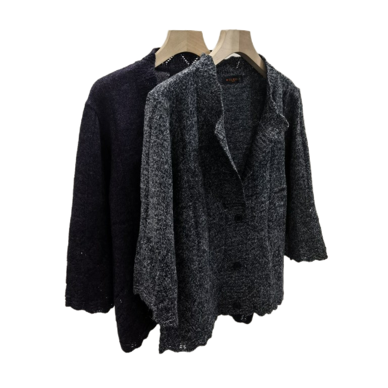 日本外贸羊毛针织开衫7分袖