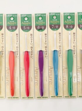 日本进口可乐CLOVER 暧昧钩针DIY手工编织糖果色彩虹色 软柄勾针