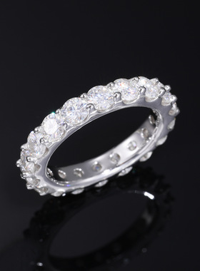 925镶D色莫桑石单排4MM女戒