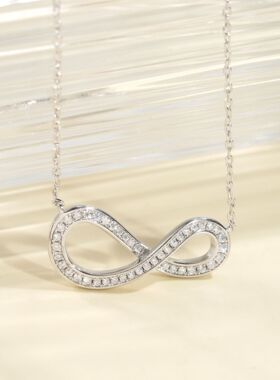 S925银白金镶D色莫桑钻项链