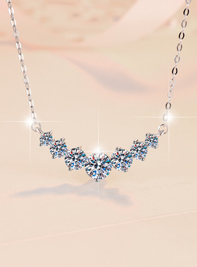 D色莫桑石925银七公主锁骨链