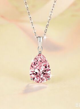 18K白金D色莫桑石2克拉水滴链