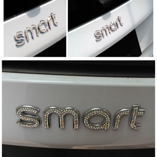 适用09 奔驰smart镶钻尾标贴车标改装 字母标装 饰尾箱贴 20新老款