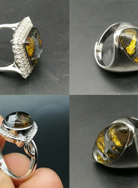 保真天然橄榄石石铁陨石指环