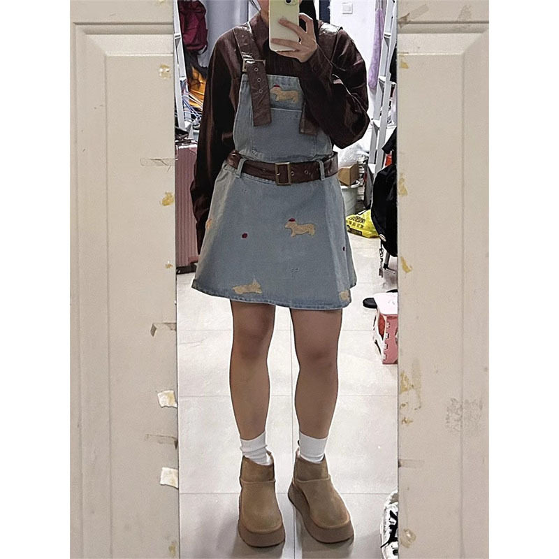 甜美可爱大码牛仔背带裙女夏季小个子减龄短裙收腰显瘦A字连衣裙