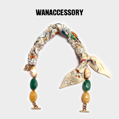WANACCESSORY万蔻猫头鹰换脸包配饰树脂珠珍珠丝巾手工包包提手