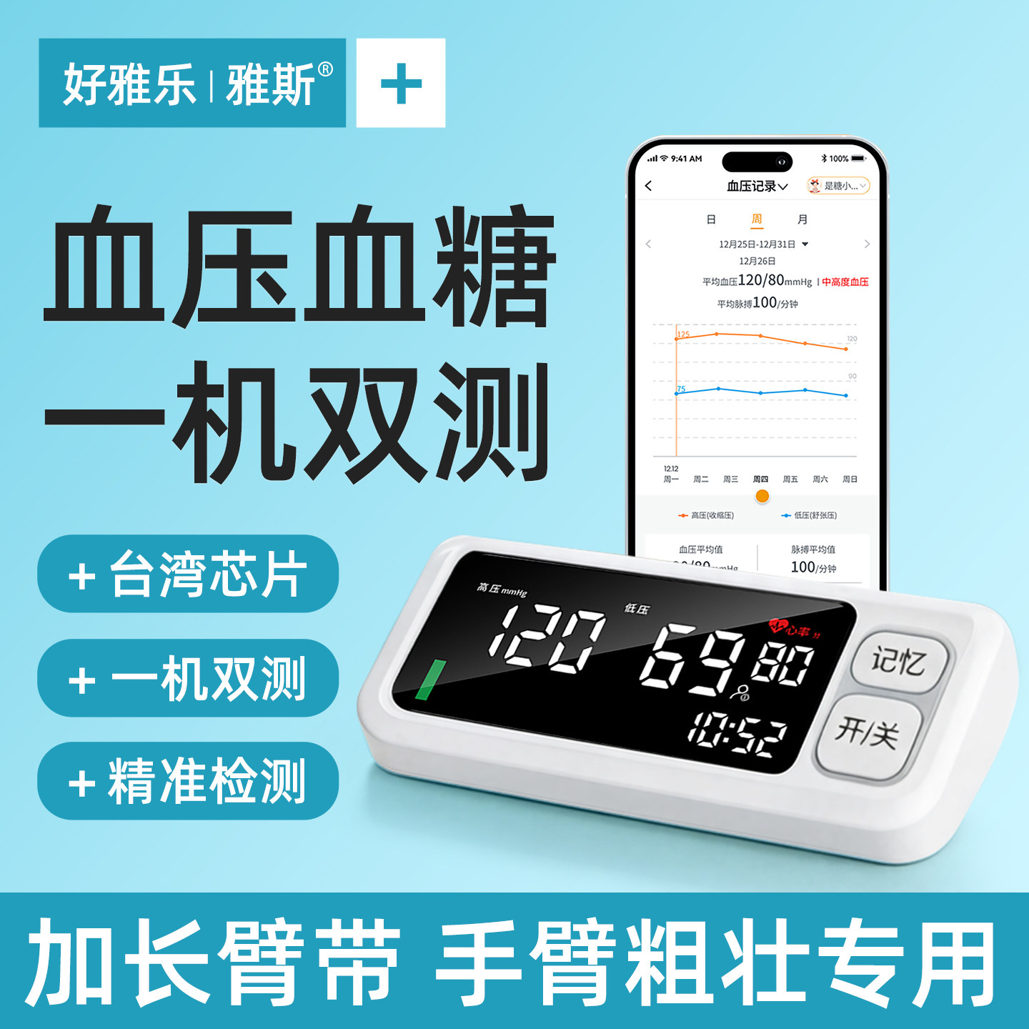 【血压血糖】双功能精准同时测量