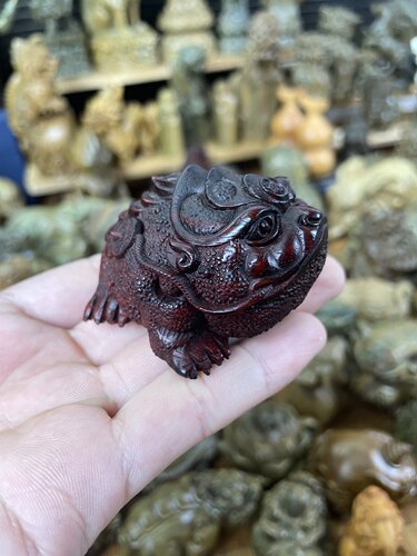 正宗印度小叶紫檀金蟾有钱挂件手把招财茶宠红木文玩挂件车摆车挂