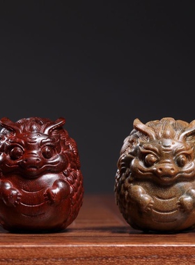 天然绿檀紫檀木雕龙宝宝龙年摆件吉祥物生肖龙饰品桌面工艺品摆件