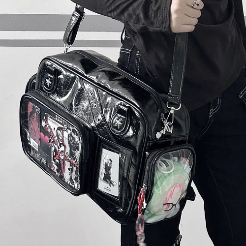 呜咚透明大容量二次元斜挎痛包