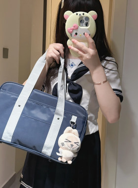 呜咚JK制服校供学生帆布斜挎书包