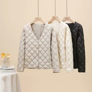 秋冬新款内胆羽绒服女轻薄内穿V领保暖短款轻便90白鸭绒打底外套