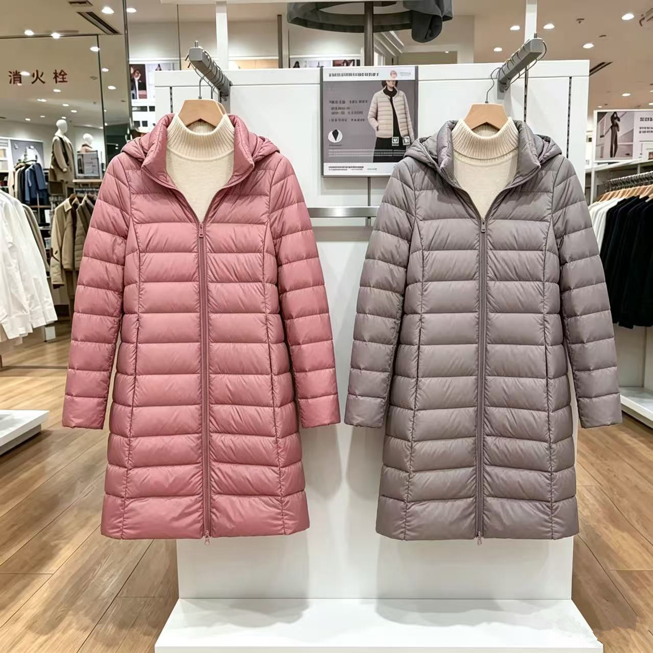 2026秋冬新款连帽羽绒服女轻薄中长款外穿白鸭绒轻便时尚保暖外套