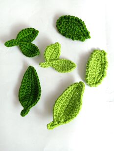 手钩毛线花朵 树叶 花叶子  服装辅料 配件 饰品 毛衣花 成品