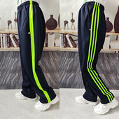 校服裤 浅绿条三道杠藏蓝色加绒 男女直筒宽松中小学生黑色运动长裤