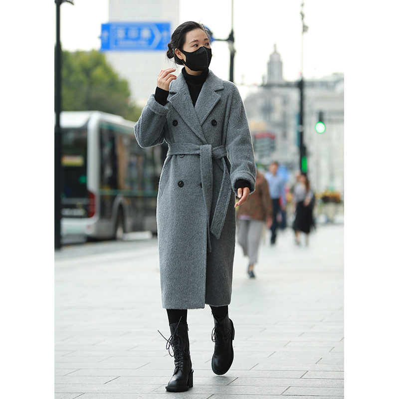 骆马绒羊驼绒毛大衣外套