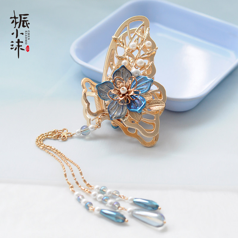 桭小沫陌颜抓夹手工簪子汉服古风头饰发饰diy材料包流苏花瓣自制