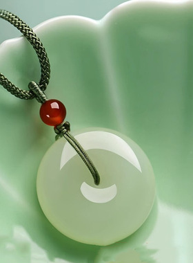 天然保真和田玉平安扣吊坠男女同款玉配挂件情侣天然玉石项链