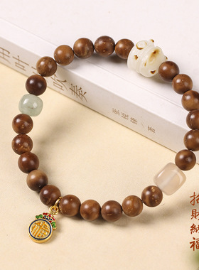 精品高抛库克圆珠手串菩提念珠炭烧菩提福猫手编绳盘玩女生款