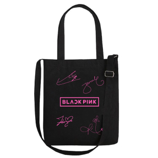 单肩帆布袋 BLACKPINK韩国女子演唱组合粉墨金智妮朴彩英Lisa同款
