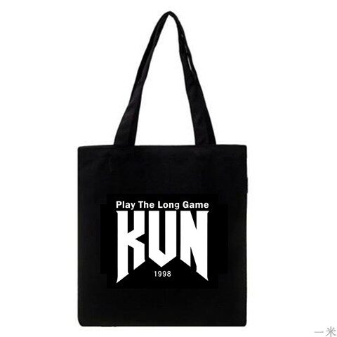 蔡徐坤KUN字母帆布包坤坤单肩包手提大容量蔡徐坤应援周边同款包