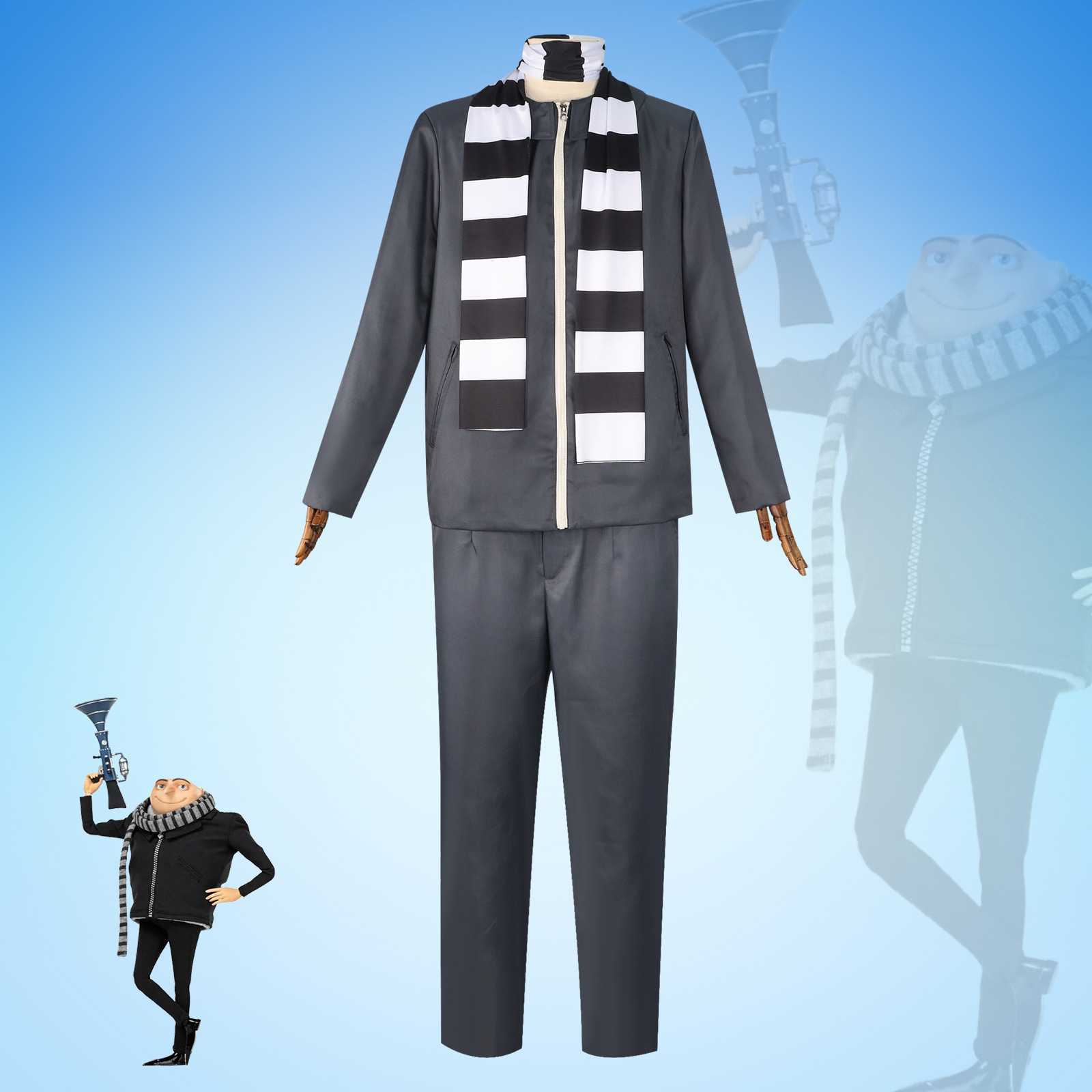 神偷奶爸格鲁cos服装小黄人之主格鲁黑白围巾cosplay表演服