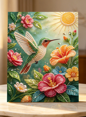 蜂乌戏繁花2026新款DIY珍珠画手工制作立体客厅钻石画高级装饰品