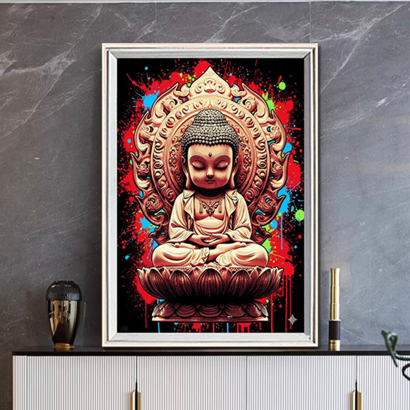 宝宝佛2026新款钻石画手工5d粘钻画客厅十字绣集财纳福禅意装饰画